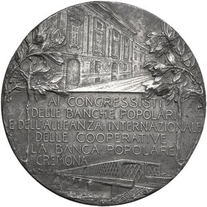 reverse: Cremona. Medaglia premio 1907 conferita ai congressisti delle banche popolari e delle cooperative