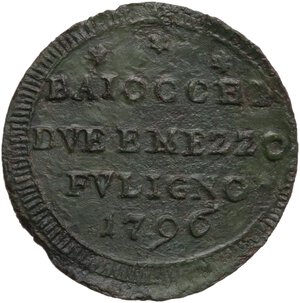 reverse: Foligno.  Pio VI (1775-1799), Giovanni Angelo Braschi. Sampietrino da due baiocchi e mezzo 1796