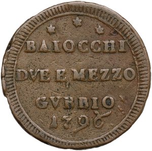 reverse: Gubbio.  Pio VI (1775-1799), Giovanni Angelo Braschi. Sampietrino da due baiocchi e mezzo 1796