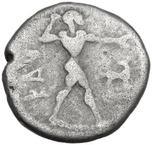 obverse: Bruttium, Kaulonia. AR Third Nomos – Drachm, c. 475-425 BC