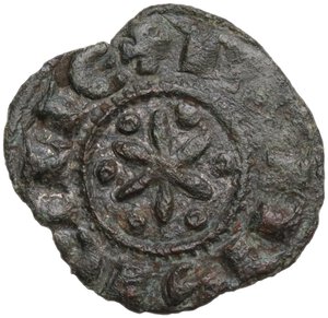 obverse: Messina o Palermo.  Federico II di Svevia (1197-1250). Denaro 1198-1208