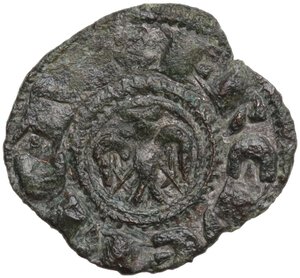 reverse: Messina o Palermo.  Federico II di Svevia (1197-1250). Denaro 1198-1208