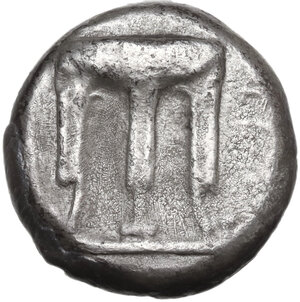 obverse: Bruttium, Kroton.  Alliance issue with Temesa.. AR Nomos, c. 430-420 BC