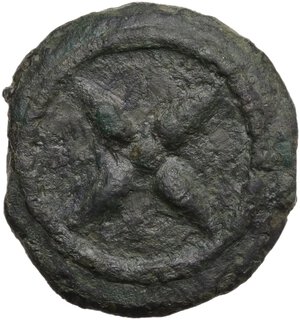obverse: Inland Etruria, uncertain mint.  Wheel/Wheel series.. AE Cast Uncia, 3rd century BC