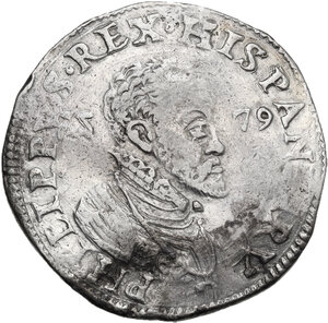 obverse: Milano.  Filippo II (1556-1598). Scudo 1579, doppia data