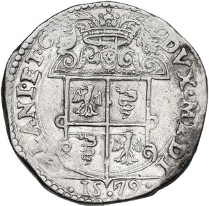 reverse: Milano.  Filippo II (1556-1598). Scudo 1579, doppia data