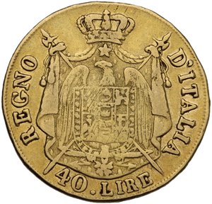 reverse: Milano.  Napoleone (1805-1814). 40 lire 1808 Milano