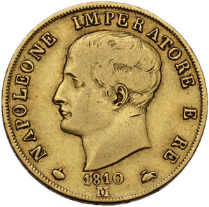 obverse: Milano.  Napoleone (1805-1814). 40 lire 1810 Milano, terza cifra ribattuta