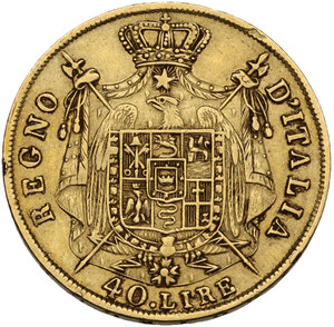 reverse: Milano.  Napoleone (1805-1814). 40 lire 1810 Milano, terza cifra ribattuta