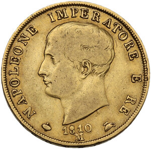 obverse: Milano.  Napoleone (1805-1814). 40 lire 1810 Milano, seconda e terza cifra ribattuta