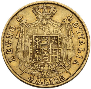 reverse: Milano.  Napoleone (1805-1814). 40 lire 1810 Milano, seconda e terza cifra ribattuta