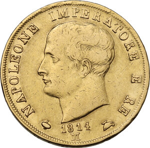 obverse: Milano.  Napoleone Bonaparte (1805-1814).. 40 lire 1814