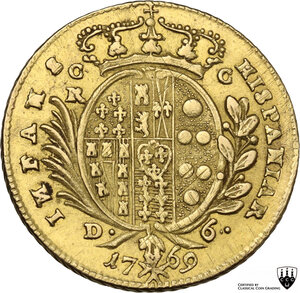 reverse: Napoli.  Ferdinando IV  (1759-1799). 6 Ducati 1769, sigle C/R-C