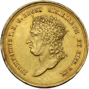 obverse: Napoli.  Ferdinando I di Borbone (1816-1825). 15 ducati o quintupla 1818