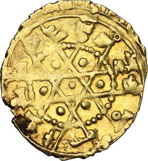 reverse: Palermo.  Califfi Fatimidi, Al-Mustansir (427-487 AH/ 1036-1094 DC). Robai o 1/4 Dinar tipo stellato, zecca Siqilliya (Palermo)