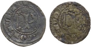 obverse: Pisa.  Repubblica a nome di Federico II (1313-1406). Lotto di due (2) monete da un quattrino con simbolo spada