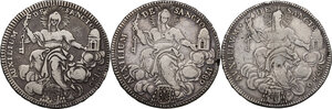 reverse: Roma.  Pio VI (1775-1799), Giovanni Angelo Braschi. Lotto di tre (3) scudi romani 1780 di conii differenti