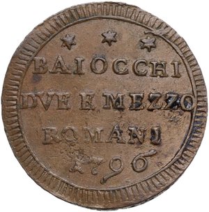 reverse: Roma.  Pio VI (1775-1799), Giovanni Angelo Braschi. Sampietrino da due baiocchi e mezzo 1796