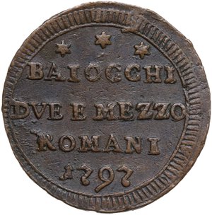 reverse: Roma.  Pio VI (1775-1799), Giovanni Angelo Braschi. Sampietrino da due baiocchi e mezzo 1797