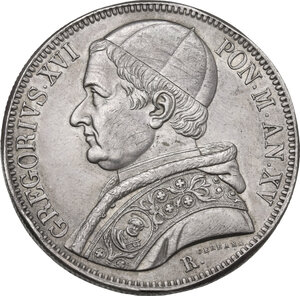 obverse: Roma.  Gregorio XVI (1831-1846), Bartolomeo Alberto  Cappellari. Scudo 1845, A. XV