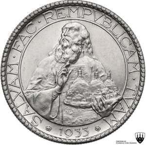 reverse: San Marino.  Vecchia Monetazione ( 1864-1938).. 20 Lire 1933