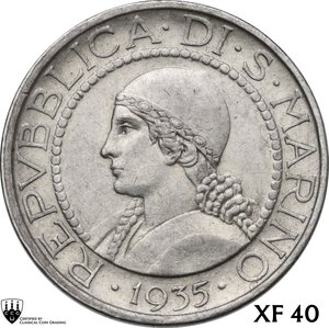 obverse: San Marino.  Seconda monetazione (1931-1938).. 5 Lire 1935