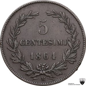 reverse: San Marino.  Vecchia monetazione (1864-1938). 5 Centesimi 1864
