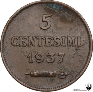 reverse: San Marino.  Seconda monetazione (1931-1938).. 5 Centesimi 1937