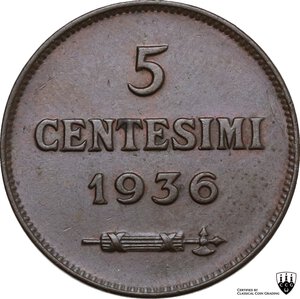 reverse: San Marino.  Seconda monetazione (1931-1938).. 5 Centesimi 1936