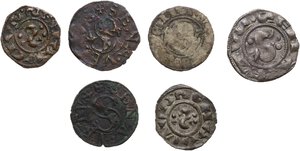 reverse: Siena.  Repubblica (1180-1390). Lotto di sei (6) monete da classificare. Nel lotto si segnala un grosso e un quattrino falso d epoca in rame