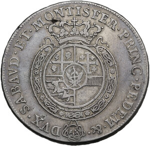 reverse: Carlo Emanuele III secondo periodo (1755-1773). Scudo nuovo 1765 Torino