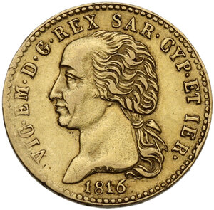 obverse: Vittorio Emanuele I (1802-1821). 20 lire 1816 Torino