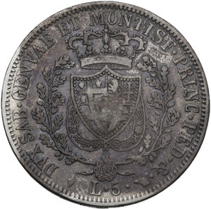 reverse: Carlo Felice (1821-1831). 5 lire 1826 Torino
