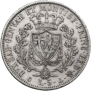 reverse: Carlo Felice (1821-1831). 5 lire 1827 Genova