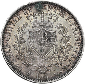 reverse: Carlo Felice (1821-1831).. 5 lire 1828 Torino