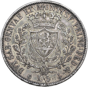 reverse: Carlo Felice (1821-1831). 5 lire 1829 Genova