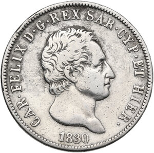 obverse: Carlo Felice (1821-1831).. 5 lire 1830 torino
