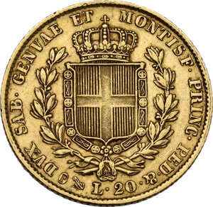 reverse: Carlo Alberto (1831-1849). 20 lire 1835 Genova