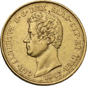 obverse: Carlo Alberto (1831-1849). 20 lire 1847 Torino