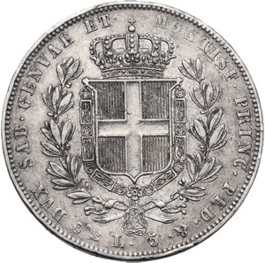 reverse: Carlo Alberto (1821-1831). 5 lire 1838 Genova