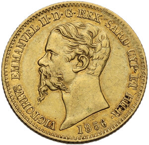 obverse: Vittorio Emanuele II (1849-1861), Re di Sardegna. 20 lire 1856 Genova