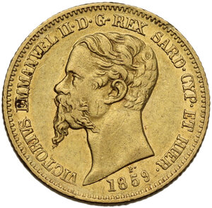 obverse: Vittorio Emanuele II  (1849-1861).. 20 lire 1859 Genova