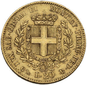 reverse: Vittorio Emanuele II (1849-1861), Re di Sardegna. 20 lire 1860 Genova
