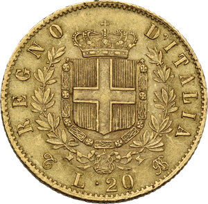 reverse: Vittorio Emanuele II (1861-1878). 20 lire 1865 Torino