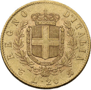 reverse: Vittorio Emanuele II (1861-1878). 20 lire 1868 Torino