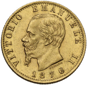 obverse: Vittorio Emanuele II (1861-1878). 20 lire 1876 Roma