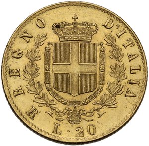 reverse: Vittorio Emanuele II (1861-1878). 20 lire 1876 Roma