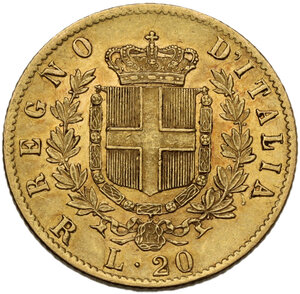 reverse: Vittorio Emanuele II  (1861-1878).. 20 lire 1878 Roma