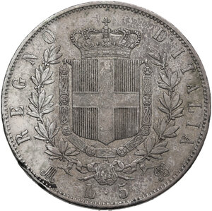 reverse: Vittorio Emanuele II  (1861-1878). 5 lire 1869 Milano