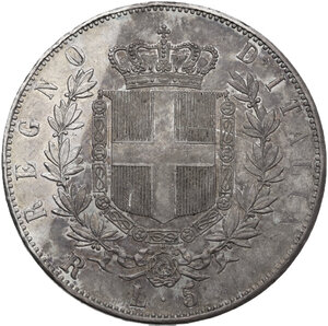 reverse: Vittorio Emanuele II  (1861-1878). 5 lire 1876 Roma